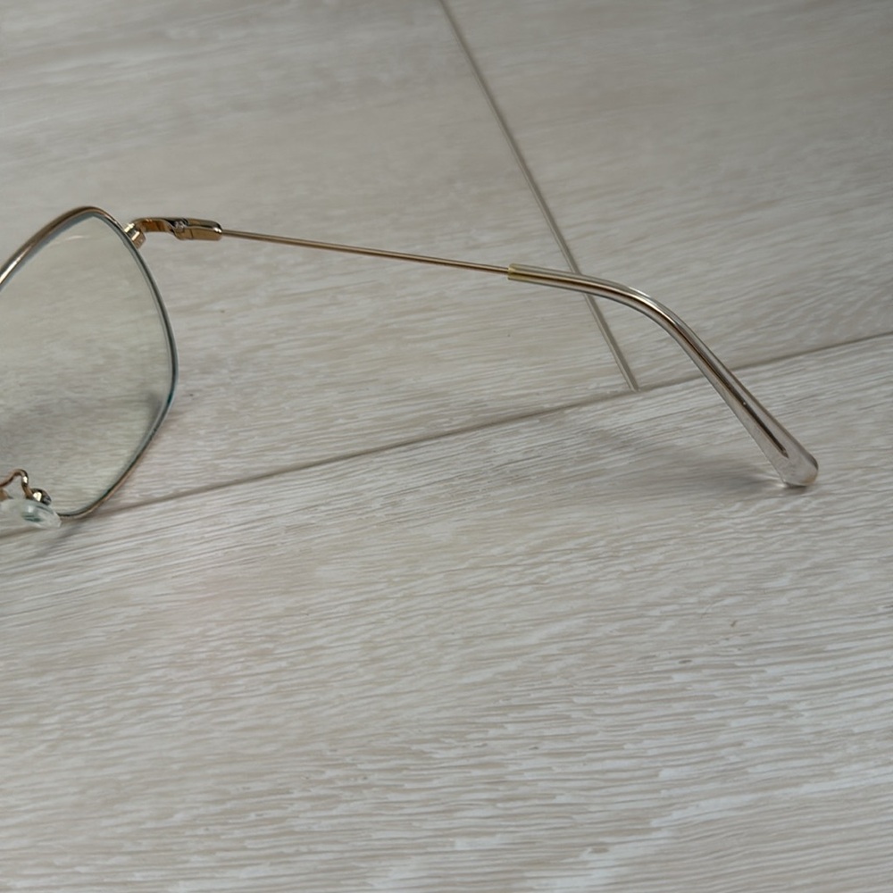 Gold Metal Oversized Women’s Glasses with Black Case - Picture 3 of 10